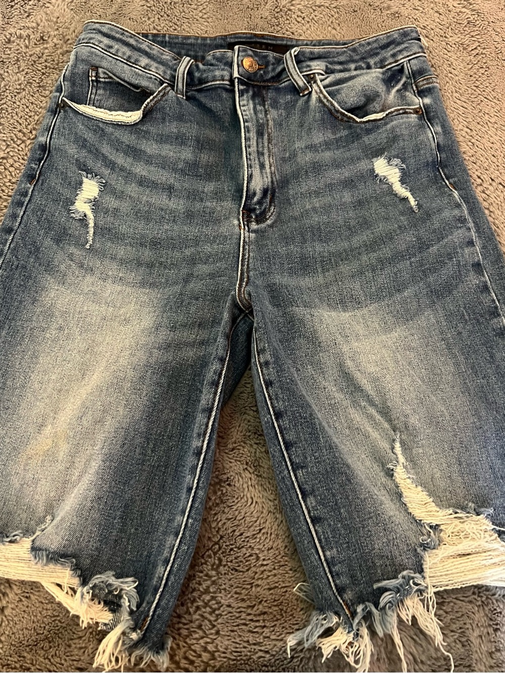 Risen Distressed Denim Shorts - Women's Blue